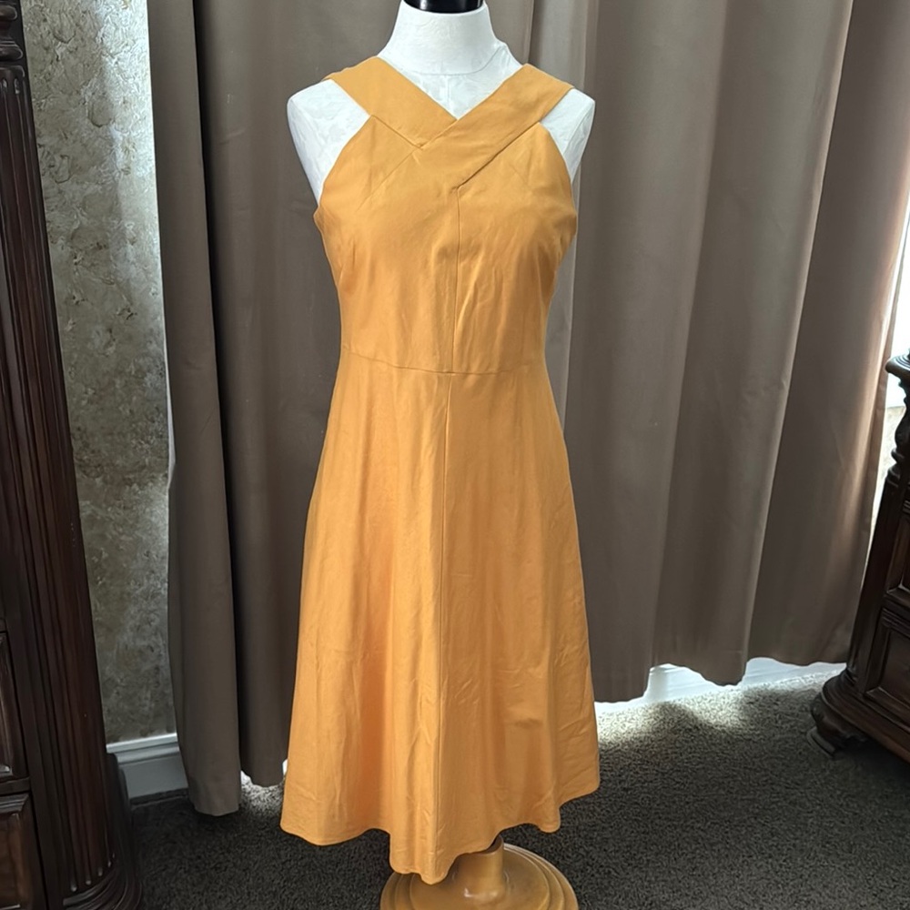 Yellow Halter A-Line Midi Dress size 12